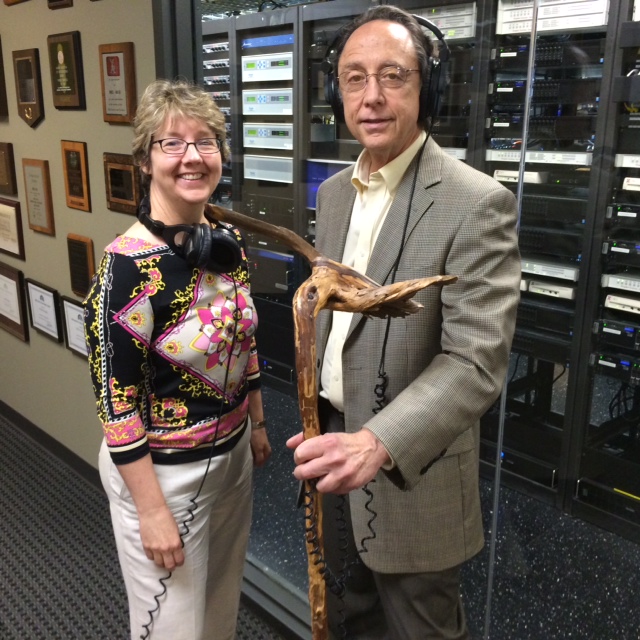 pic jo garner and wis laughlin 6-18-16 in front of radio servers with wizard staff (1)